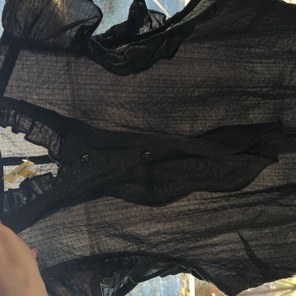 Flounce romantic ruffle button down top - Picture 6 of 9